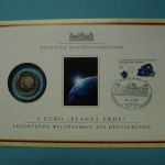 Bund 2016 J Sonderkarte mit 5 Euro Planet Erde, blauer Polymerring ST