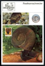 Schweiz Medaillenblatt Tiere der Heimat Posthornschnecke Medaille Silber