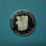 Kongo (Brazzaville) 1996 1000 Francs Fußball WM 1998 in Farbe PP