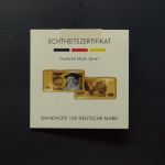 Medaille "Banknote BRD 100 D-Mark" 1/500 Unze Feingold, Zertifikat