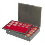 Lindner Echtholzkassette CARUS mit 4 Tableaus für 80 Münzrähmchen 2494-3 Neu