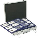 Lindner Münzkoffer S2307-S2219ME mit 4 blauen Tableaus für 36 Slabs Neu