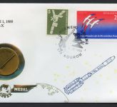 Bund/ Frankreich 1989 Space Medal-Brief Nr. 28, Ariane V30, Tele-X