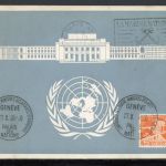 UNO Genf Blaue Karte gebraucht vom 27.10.1955 Palais des Nations!!!