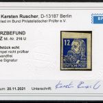 SBZ Allg. Ausgaben MiNr. 216 U gestempelt Kurzbefund Ruscher einwandfrei