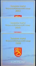 Finnland Triple Set Euro-KMS 1999-2001im Folder, unzirkuliert