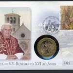 Italien Numisbrief 2007 Medaille Papst Benedikt XVI. Besuch in Assisi