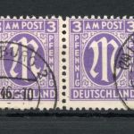 Bi-Zone AM Post MiNr. 17 b C gestempelt waag. Paar, geprüft Hettler