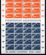 Liechtenstein MiNr. 391-394 postfrisch Bogensatz 30 Jahre Flugpostmarken