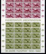 Liechtenstein MiNr. 391-394 postfrisch Bogensatz 30 Jahre Flugpostmarken