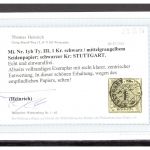 Altdeutschland Württemberg MiNr. 1 y b gestempelt Fotobefund Heinrich