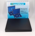 Leuchtturm Münzenkassette aus Holz Schwarz mit 12 runden Fächern 53 mm Neu 7843