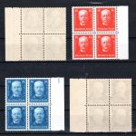 Deutsches Reich MiNr. 403-406 postfrisch als 4er Blöcke, geprüft Schlegel
