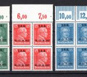 Deutsches Reich MiNr. 407-409 postfrisch als 4er Blöcke, geprüft Schlegel