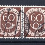 Bund MiNr. 135 gestempelt waag. Paar, geprüft Schlegel