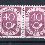 Bund MiNr. 133 gestempelt waag. Paar, geprüft Schlegel, oben angetrennt