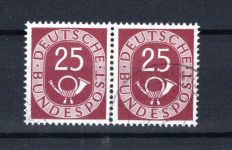 Bund MiNr. 131 gestempelt waag. Paar, geprüft Schlegel