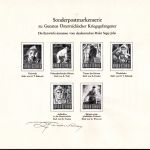 Österreich Schwarzdrucke MiNr. 801-837 auf 9 Erläuterungsblättern