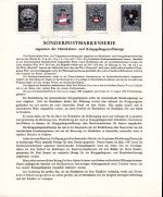 Österreich Schwarzdrucke MiNr. 929-947 auf 9 Erläuterungsblättern