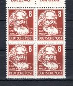 DDR MiNr. 329 za XII Oberrand postfrisch im 4er Block, geprüft Paul