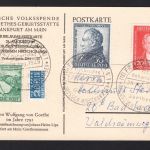 Bizone MiNr. 108-110 Sonderstempel auf Postkarte "Goethe"