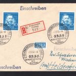 Bund MiNr. 161 Mehrfachfrankatur auf R-Brief, gelaufen