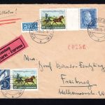 Bund MiNr. 147 + 170 + 160 (2x) Mischfrankatur auf Expressbrief, gelaufen