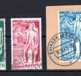 franz. Zone Baden MiNr. 50-52 II gestempelt geprüft Schlegel