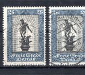 Danzig MiNr. 217-219 abc gestempelt 219 Fotobefund Gruber, Farben geprüft