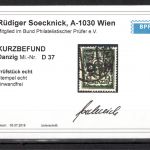 Danzig MiNr. D 37 gestempelt Kurzbefund Soecknick