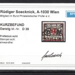Danzig MiNr. D 39 gestempelt Kurzbefund Soecknick