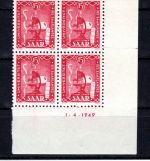 Saarland MiNr. 264 Br postfrisch im 4er Block, Kurzbefunde Geigle