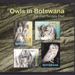 Botswana MiNr. 553-556 Greifvögel und Block 64 Uhu Ansichtskarte Tiere