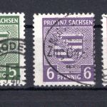 SBZ Provinz Sachsen MiNr. 75 Xb, 76 Xc, 84 Xa gestempelt geprüft