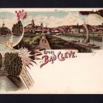 AK Cleve (Kleve) NRW 1899 Totalansicht mit Frachtsegler, Amphietheater