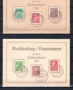 SBZ Mecklenburg-V. MiNr. 23-25 a + b gestempelt auf Sonderkarten
