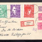 SBZ Mecklenburg-V. MiNr. 20-22 + ZF Mischfrankatur auf R-Brief, geprüft