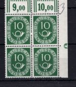 Bund MiNr. 128 DZ postfrisch 4er Block Eckrand, geprüft Schlegel
