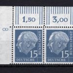 Bund MiNr. 184 x W DZ postfrisch waag. Eckrandpaar, Kurzbefund