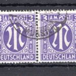 Bi-Zone MiNr. 10 Fy gestempelt waag. Paar, geprüft Hettler