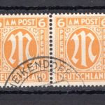 Bi-Zone MiNr. 13 Dy gestempelt waag. Paar, geprüft Hettler