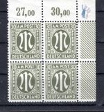Bi-Zone MiNr. 29 a Cz oN postfrisch 4er Block Eckrand, geprüft Hettler