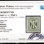 Bi-Zone MiNr. 32 a Cz postfrisch Kurzbefund Wehner