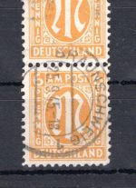 Bi-Zone MiNr. 20 A xa gestempelt senkr. Paar gefaltet Fotobefund Hettler