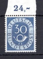 Bund MiNr. 132 Oberrand postfrisch gefaltet, geprüft Schlegel