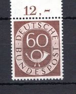 Bund MiNr. 135 Oberrand postfrisch gefaltet, geprüft Schlegel