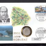 Bund 1992 Numisbrief 1 Mark 1874, 2000 Jahre Koblenz