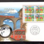 Schweiz 1989 Numisbrief Medaille 100 J. Rhätische Bahn Feinsilber PP