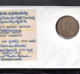 USA 1974 Numisbrief Bronzemedaille Robert Frost im Folder