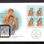 Schweiz 1987 Numisbrief Medaille Pro Juventute Vater mit Kind, Feinsilber